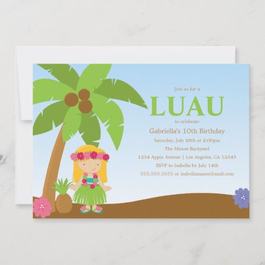 Luau | Uitnodiging (Voorkant)