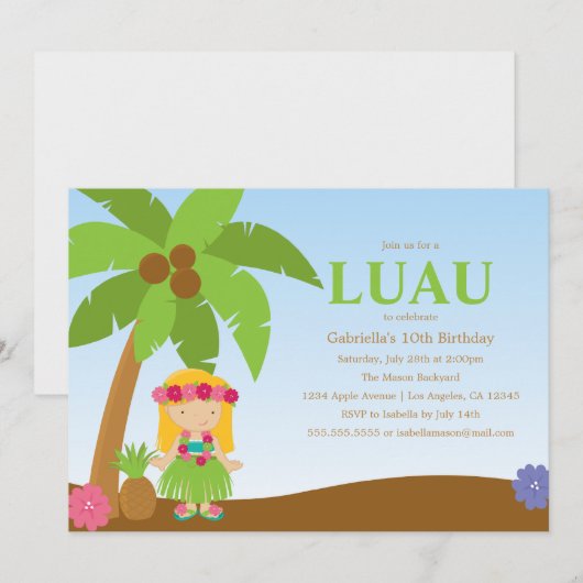 Luau | Uitnodiging (Voorkant / Achterkant)