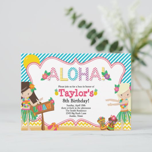 Luau Uitnodiging (Staand voorkant)