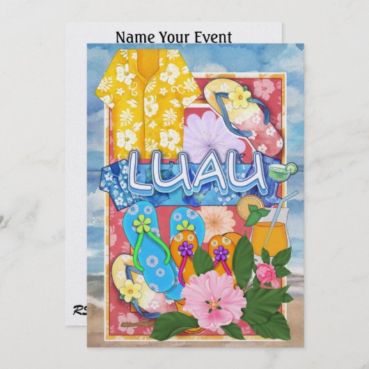 Luau uitnodiging door SRF (Voorkant / Achterkant)