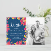 Luau Uitnodiging - Hawaiaans Tropisch Feest met Fo (Staand voorkant)