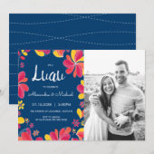 Luau Uitnodiging - Hawaiaans Tropisch Feest met Fo (Voorkant / Achterkant)