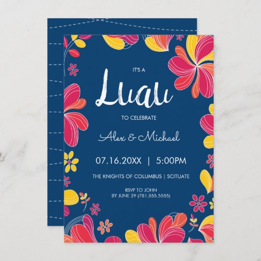 Luau Uitnodiging - Hawaiiaanse Tropische Feest Uit (Voorkant / Achterkant)