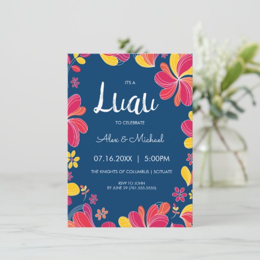 Luau Uitnodiging - Hawaiiaanse Tropische Feest Uit (Staand voorkant)