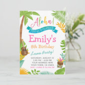 Luau Uitnodiging, Pool Party Uitnodiging (Staand voorkant)