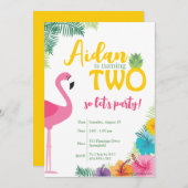 Luau Uitnodiging voor tweede verjaardagsfeestje, L (Voorkant / Achterkant)