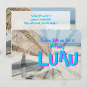 Luau Uitnodiging voor verjaardagsfeestje, Strand C (Voorkant / Achterkant)