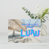 Luau Uitnodiging voor verjaardagsfeestje, Strand C (Staand voorkant)