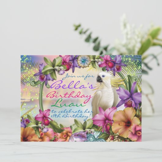 Luau-uitnodigingen, Birthday Luau-uitnodigingen Kaart (Staand voorkant)