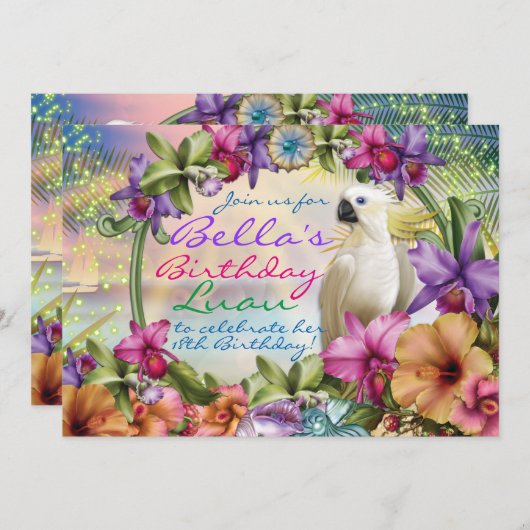 Luau-uitnodigingen, Birthday Luau-uitnodigingen Kaart (Voorkant / Achterkant)