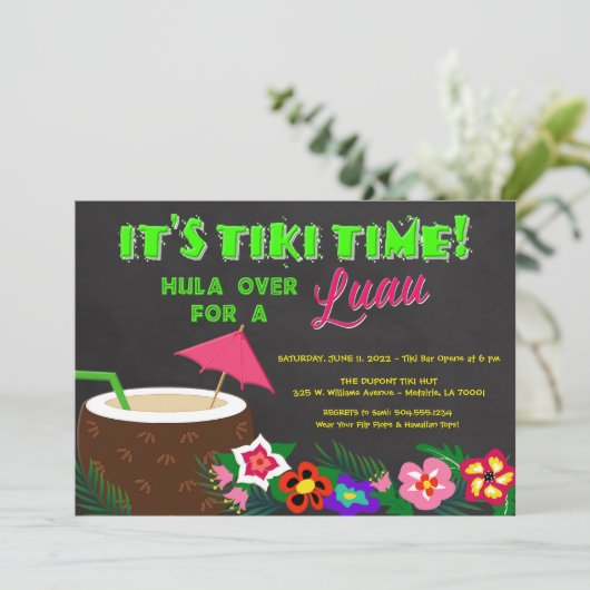 Luau-uitnodigingen, Hawaiiaanse uitnodigingen (Staand voorkant)