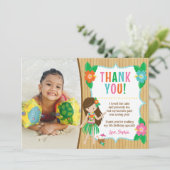 Luau Verjaardag Dank u kaart met foto (Staand voorkant)