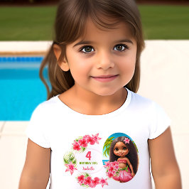 Luau Verjaardag Tropisch Strand Party Naam Meisje Kinder Shirts