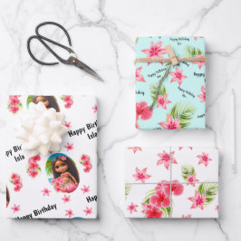 Luau verjaardag Tropische strandnaam Inpakpapier Vel