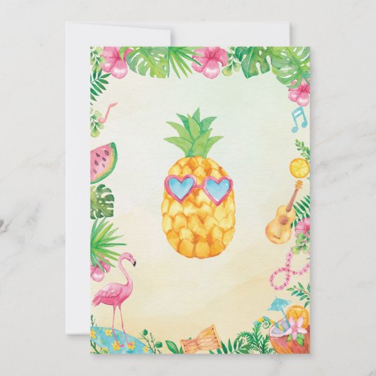 Luau Verjaardag Uitnodiging Hawaïaanse Tropische P (Achterkant)