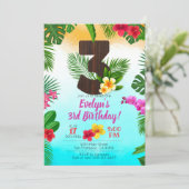 Luau Verjaardag, Uitnodiging Luau Party 3e verjaar (Staand voorkant)