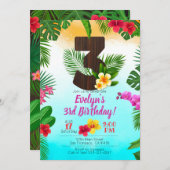 Luau Verjaardag, Uitnodiging Luau Party 3e verjaar (Voorkant / Achterkant)