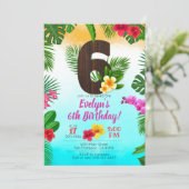 Luau Verjaardag, Uitnodiging Luau Party 6e verjaar (Staand voorkant)