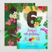 Luau Verjaardag, Uitnodiging Luau Party 6e verjaar (Voorkant / Achterkant)
