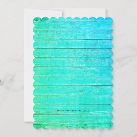 Luau Verjaardagsfeest Blauw Hout Tropische Bloemen Kaart (Achterkant)