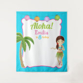 Luau-verjaardagsfeest Hawaiiaanse foto-achtergrond Wandkleed (Voorkant)
