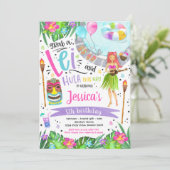 Luau Verjaardagsfeest Hawaiian Pineapple Pool Part Kaart (Staand voorkant)