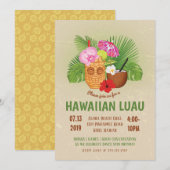 Luau-verjaardagsfeest Hawaiian Tiki-uitnodiging Kaart (Voorkant / Achterkant)