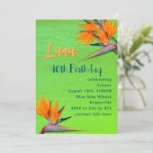 Luau Verjaardagsfeest Limoen Tropical Flowers Kaart (Staand voorkant)