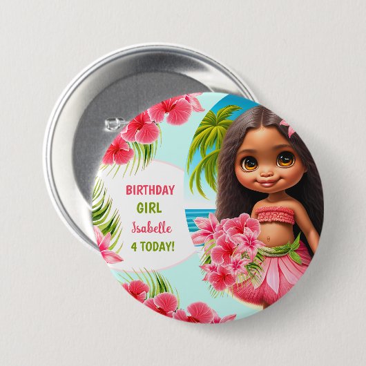 Luau verjaardagsfeest Tropisch strand Ronde Button 7,6 Cm (Voorkant /achterkant)