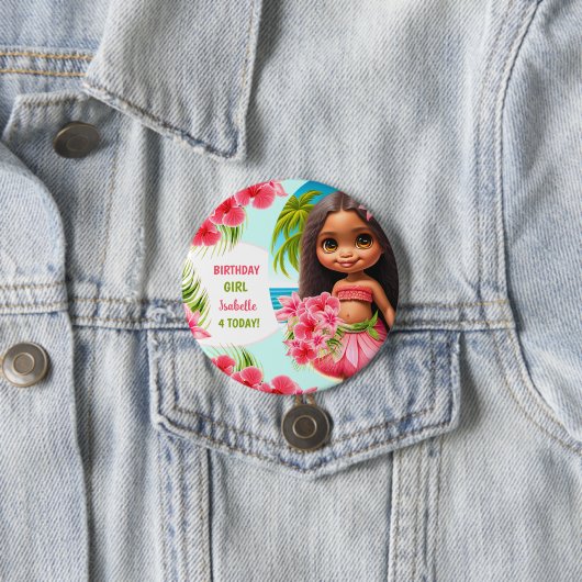 Luau verjaardagsfeest Tropisch strand Ronde Button 7,6 Cm (In situ)