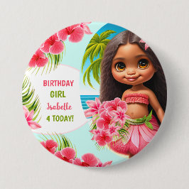 Luau verjaardagsfeest Tropisch strand Ronde Button 7,6 Cm