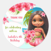 Luau verjaardagsfeest Tropisch strand Ronde Sticker (Voorkant)