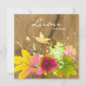 Luau Verjaardagsfeest Uitnodiging Hibiscus Bloem E (Achterkant)