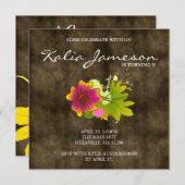 Luau-verjaardagsfeest Uitnodiging Hibiscus Bloem S (Voorkant / Achterkant)