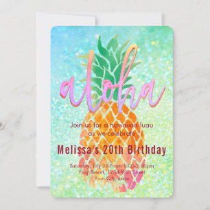 luau verjaardagsfeest waterverf ananas kaart