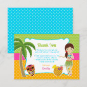 Luau verjaardagsfeestje bedankje kaart (Voorkant / Achterkant)