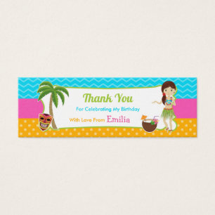 Luau Verjaardagsfeestje Favor Bag Label Mini Visitekaartjes