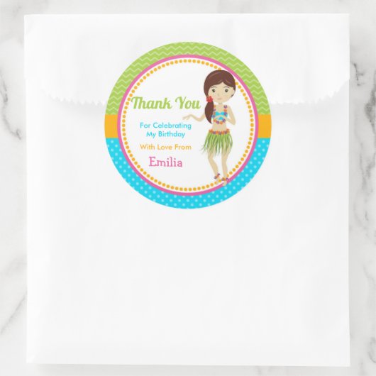 Luau Verjaardagsfeestje Favor Sticker (Tas)