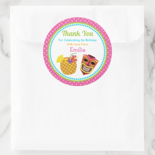 Luau Verjaardagsfeestje Favor Sticker (Tas)