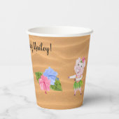 Luau verjaardagsfeestje gepersonaliseerde bekers (Achterkant)