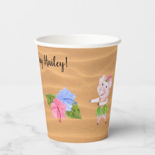 Luau verjaardagsfeestje gepersonaliseerde bekers (Achterkant)