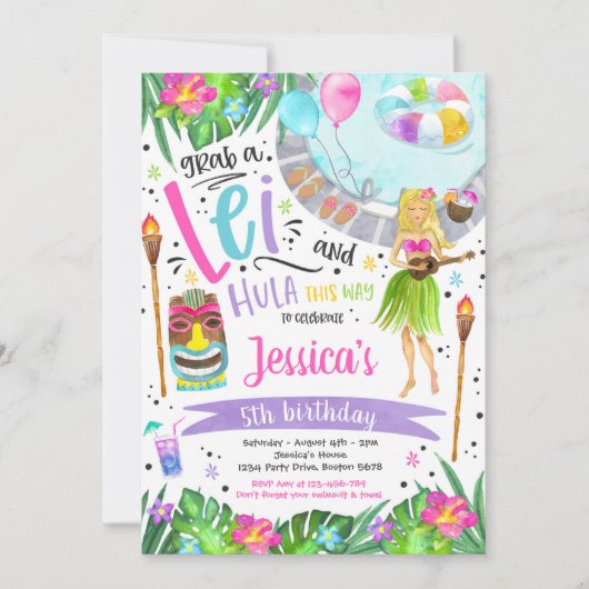 Luau-verjaardagsfeestje Hawaiaanse ananas zwembadf Kaart (Voorkant)