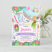 Luau-verjaardagsfeestje Hawaiaanse ananas zwembadf Kaart (Staand voorkant)