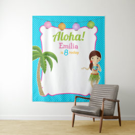 Luau-verjaardagsfeestje Hawaiaanse foto-achtergron Wandkleed