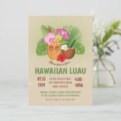 Luau-verjaardagsfeestje Hawaiaanse Tiki-uitnodigin Kaart (Staand voorkant)