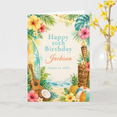 Luau Verjaardagsfeestje Kaart (Gele Bloem)