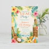 Luau Verjaardagsfeestje Kaart (Staand voorkant)