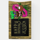 Luau Verjaardagspartij Banner Aangepaste Naam (Verticaal)