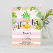 Luau-verjaardagsuitnodiging Ananas Hawaiiaanse Lua Kaart (Staand voorkant)