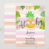 Luau-verjaardagsuitnodiging Ananas Hawaiiaanse Lua Kaart (Voorkant / Achterkant)